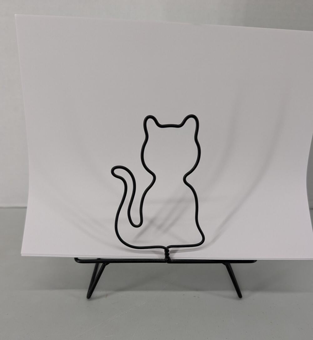 Vinatge Black Metal Cat Paper Plate Holder Letters Magazines Books